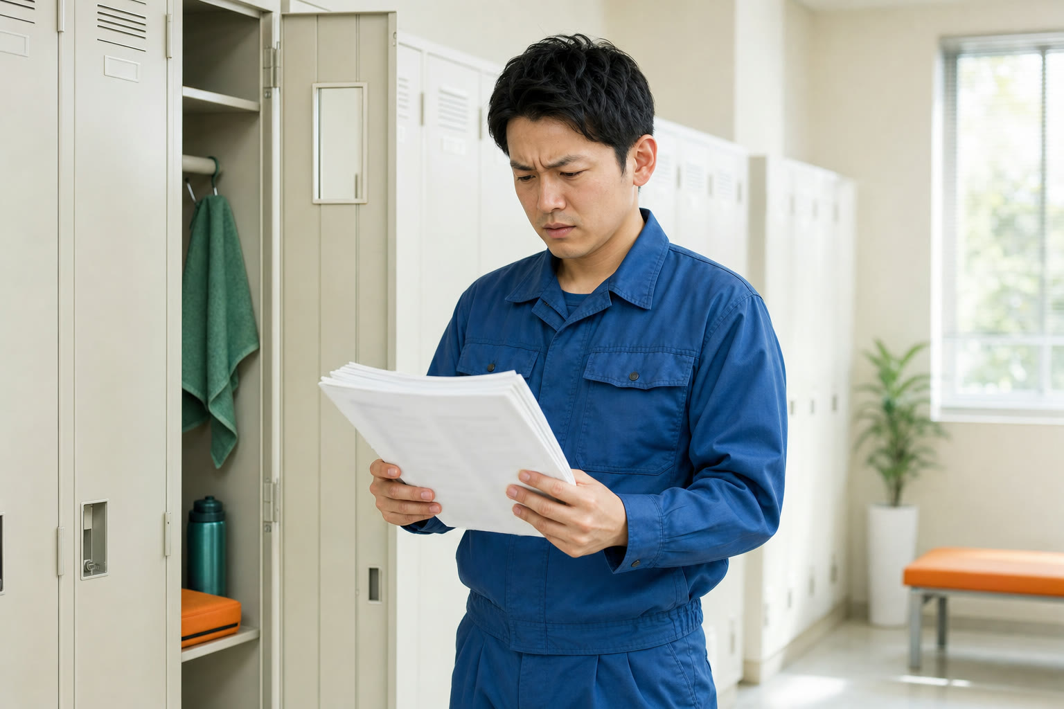 配られた紙の資料を前に困っている現場スタッフ